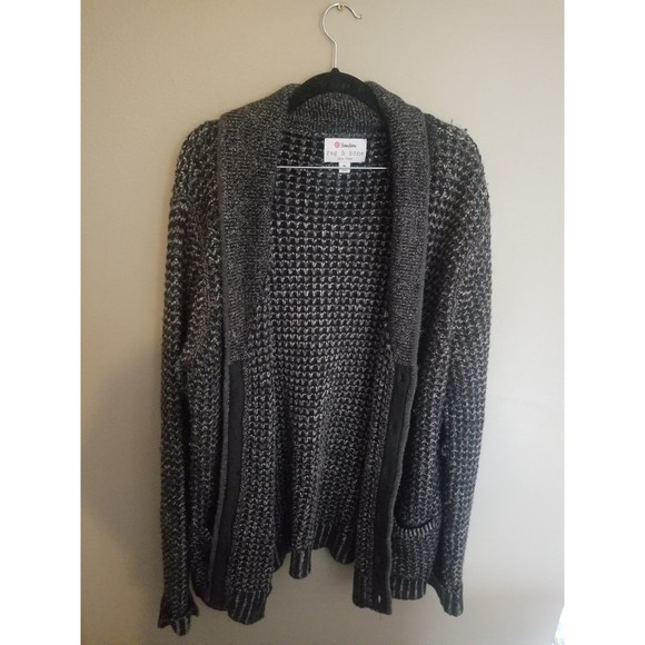 Rag & Bone Target Nieman Marcus chunky knit wool sweater cardigan XL grey black - Picture 5 of 6